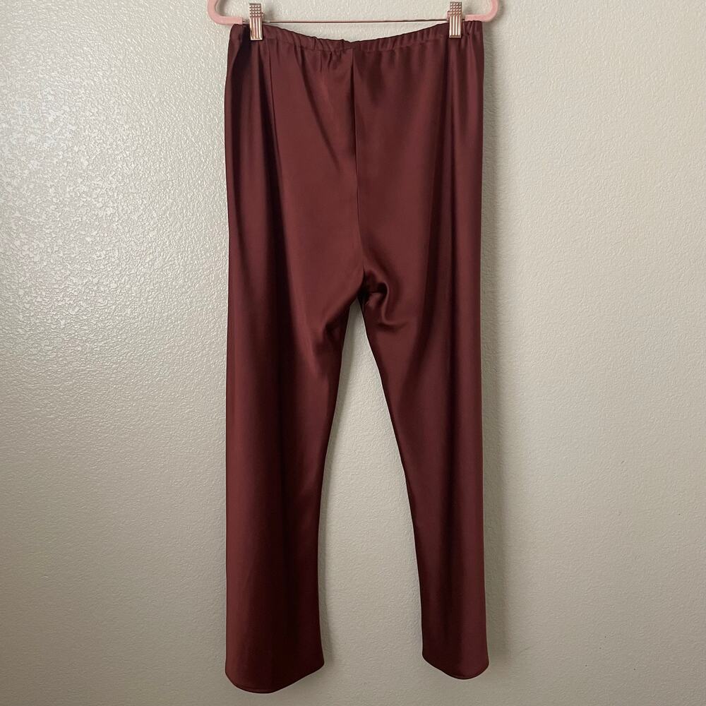 La Ligne Pants Womens Large Spice Colby Satin Wide Leg Pull On Quiet Luxury - Picture 8 of 11